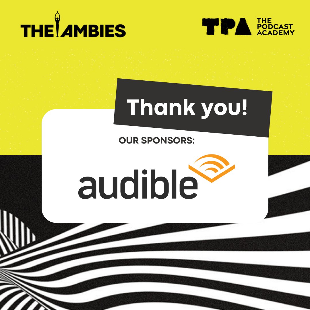 podcastacademy's tweet image. A big thank you to @audible_com for sponsoring The Ambies 2025!
Your support helps spotlight the storytellers, creators, and voices driving podcasting forward. 🏆📚
#Ambies2025 #Audible #ExcellenceInAudio