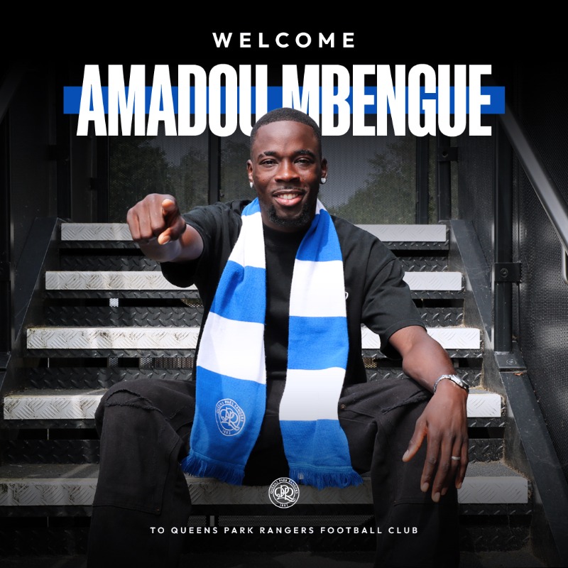 QPR's tweet photo. Amadou Mbengue is a 𝗥𝗔𝗡𝗚𝗘𝗥 👊