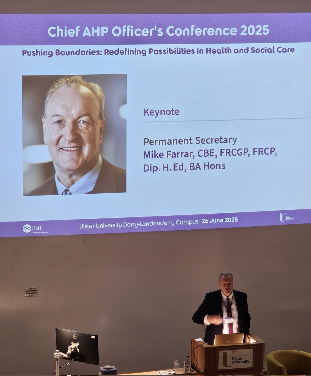 physiobk's tweet image. Excited to hear how to support the transformational change needed to meet today's health needs at the 'Chief AHP Officer's Conference 2025: Pushing Boundaries: Redefining Possibilities in Health and Social Care' #AHP #ulsteruni @CSPNI1 @ahpfni
