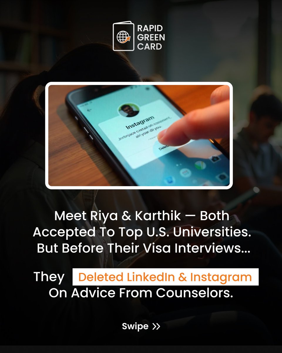 rapidgreencard's tweet image. Deleted Instagram. Erased LinkedIn. Just to get a student visa?!
DM “VISA CHECK” for expert guidance.
#StudentVisaTips #USVisa2025 #VisaInterview #F1VisaHelp #StudyInUSA #VisaApproved #DigitalCleanUp #RapidGreenCards #FYP #NIWExperts #USImmigration #VisaApproved #EB2NIW