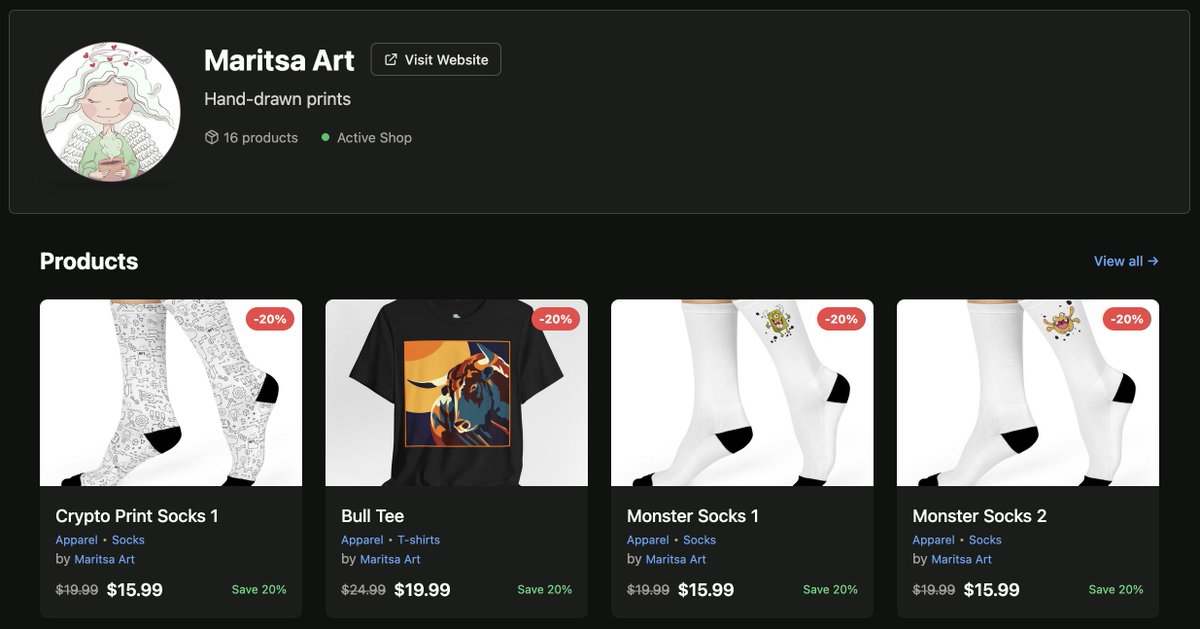 Check out #Ergo's resident #NFT artist,
@Maritsaart's Proof of Merch shop - bringing her incredible NFT art, all hand-drawn, to wearable merchandise.

Pay with crypto including #SigUSD.
Support creators who are actually building.

proofofmerch.store/shops/maritsa-…