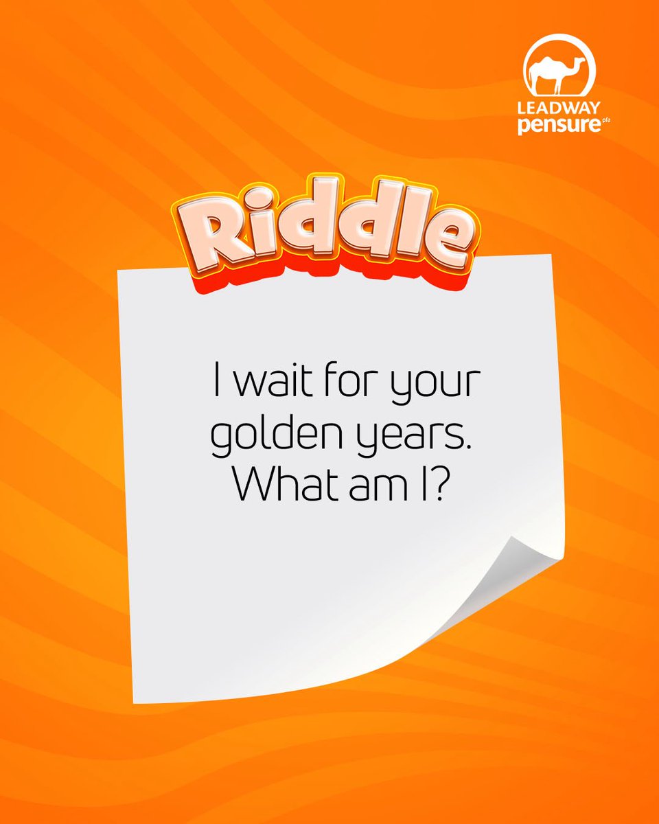 RIDDLE TIME!

I’m not a loan, but I grow with time...
Can you crack this?

Swipe through and drop your guess before the last slide.

(Hint: It's something future you will thank you for.)

#LeadwayPensurePFA #PensionRiddle 
#FutureGoals #LiveYourBestLife