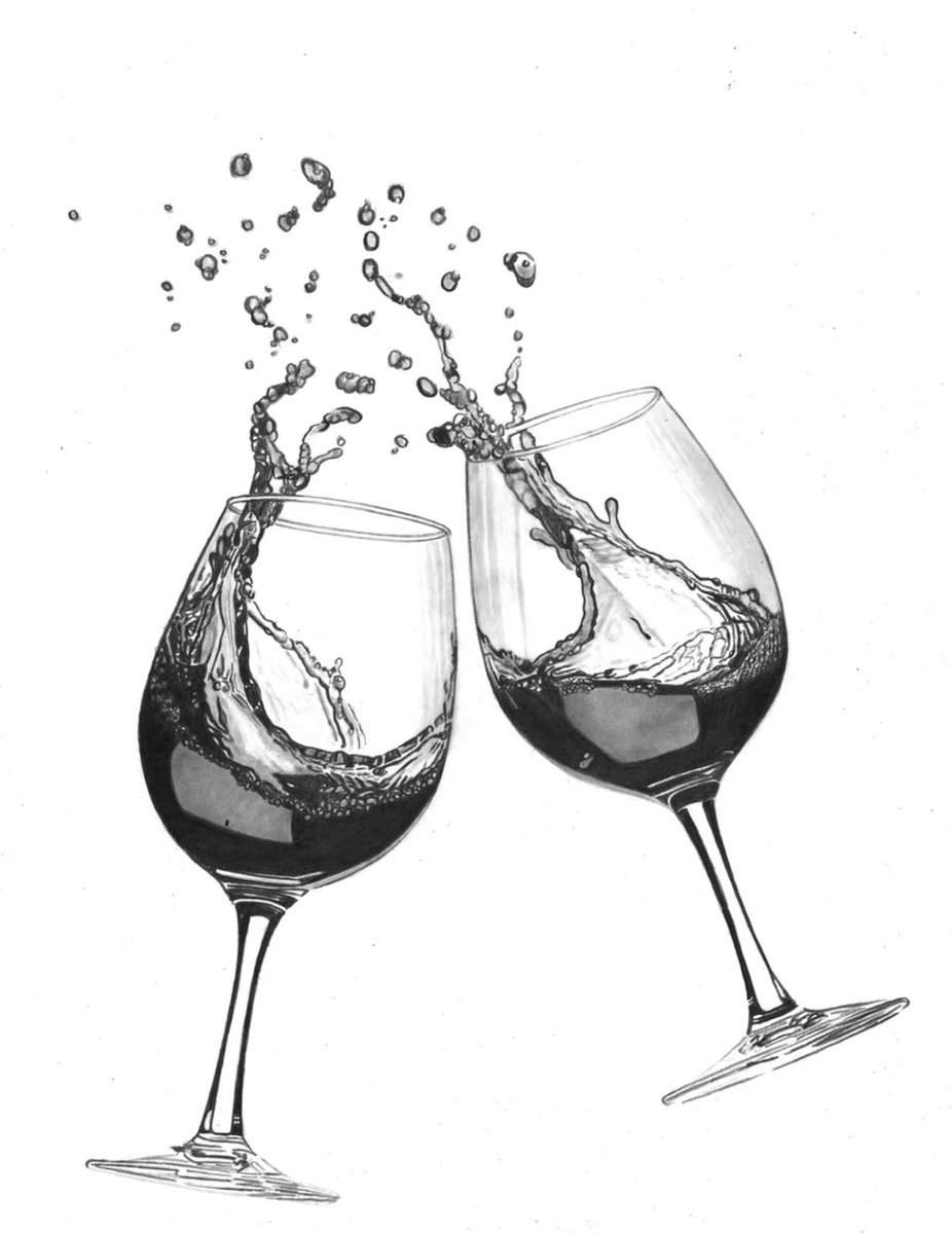 I have just uploaded a new #Pencildrawing to my website - an addition to the #Wine splash series 😊