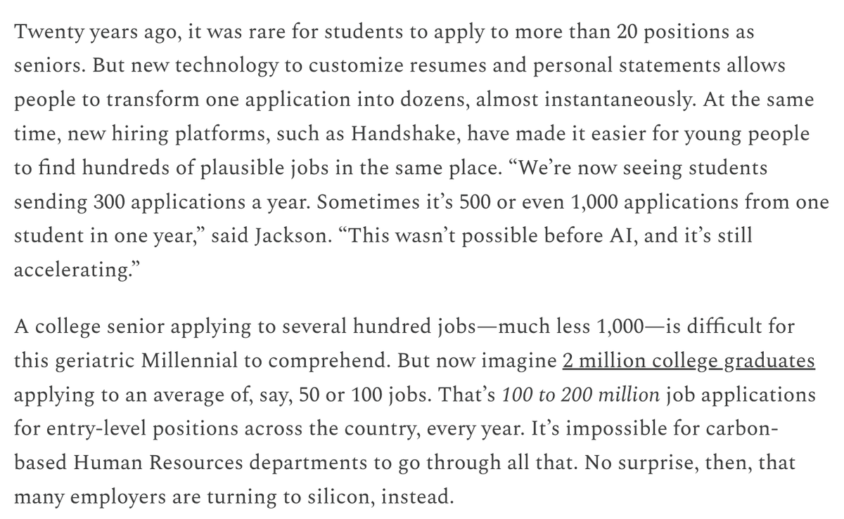 good take from <a href="/DKThomp/">Derek Thompson</a> on how AI seems to be weighing on the job discovery process even more acutely than on actual employment derekthompson.substack.com/p/young-people…