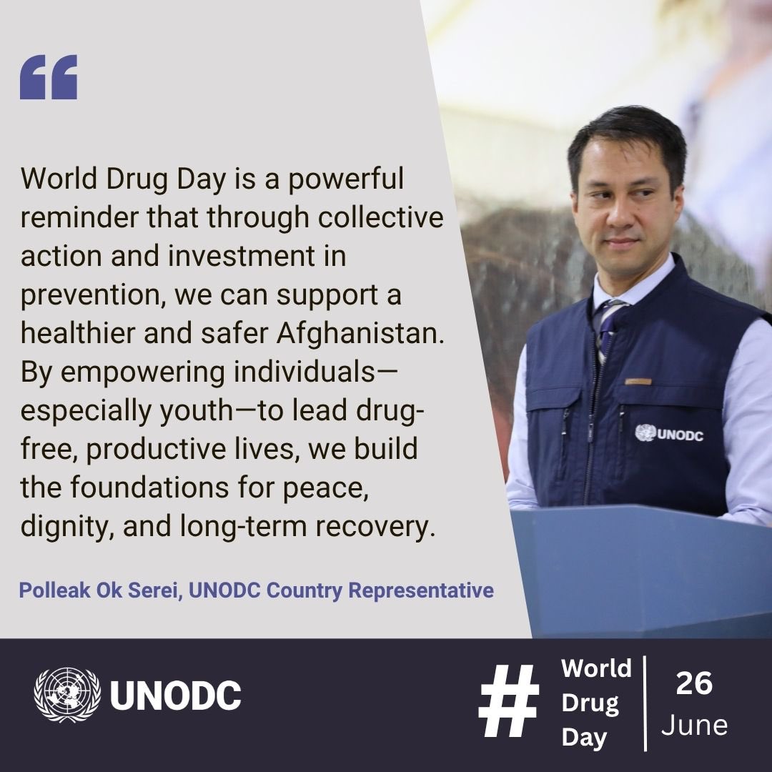 UNODC_COAFG's tweet image. On #WorldDrugDay, let’s renew our commitment to end drug use disorder &amp;amp; trafficking, dismantle criminal networks, &amp;amp; break the cycle of harm—for healthier communities and a safer future.

#InvestInPrevention #StopOrganizedCrime