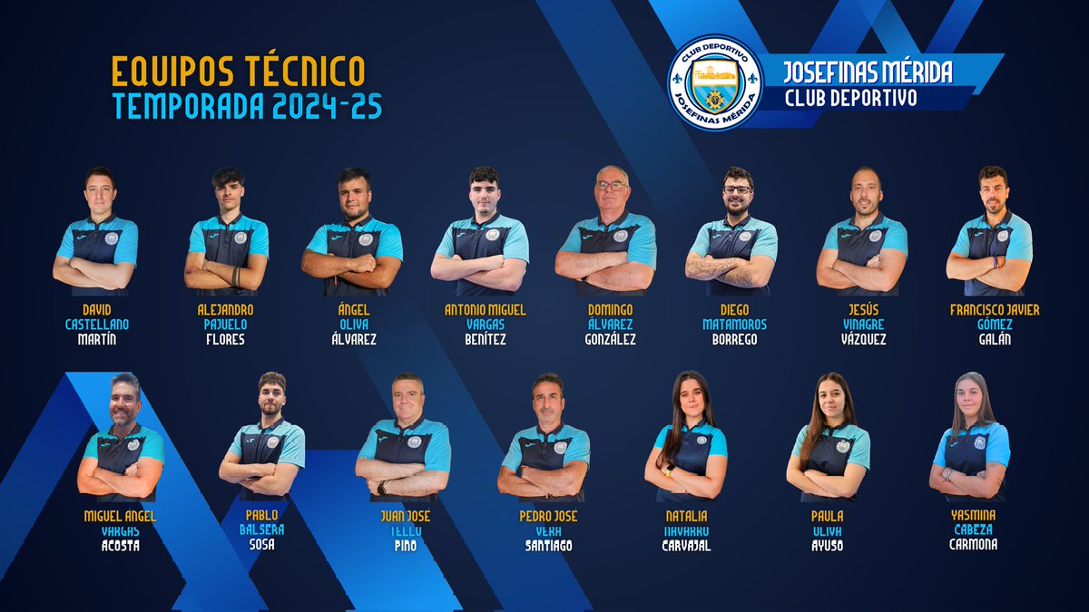 👤 Roster Equipo Técnico 
🤾‍♂️ Club Deportivo Josefinas Merida
🗓 Temporada 2024-25
💙 #FUERZAYHONOR 🤍