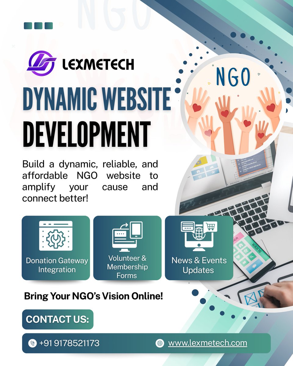 lexmetech's tweet image. Looking to grow your NGO’s impact digitally?
We build dynamic, reliable, and affordable websites that help you.
📩 Let’s build something meaningful together!
#NGOWebsite #DynamicWebsiteDevelopment #lexmetech #DigitalSolutions #Website #VolunteerNow #WebDesign #WebDevelopment