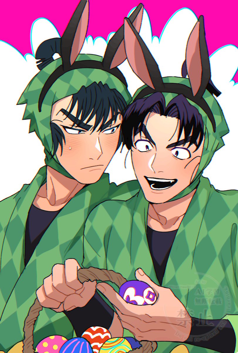 🐰🐰
「見ろ！俺の方がたくさん集めたぞ！」
（ちけぇし、そんな嬉しそうに…）/留文