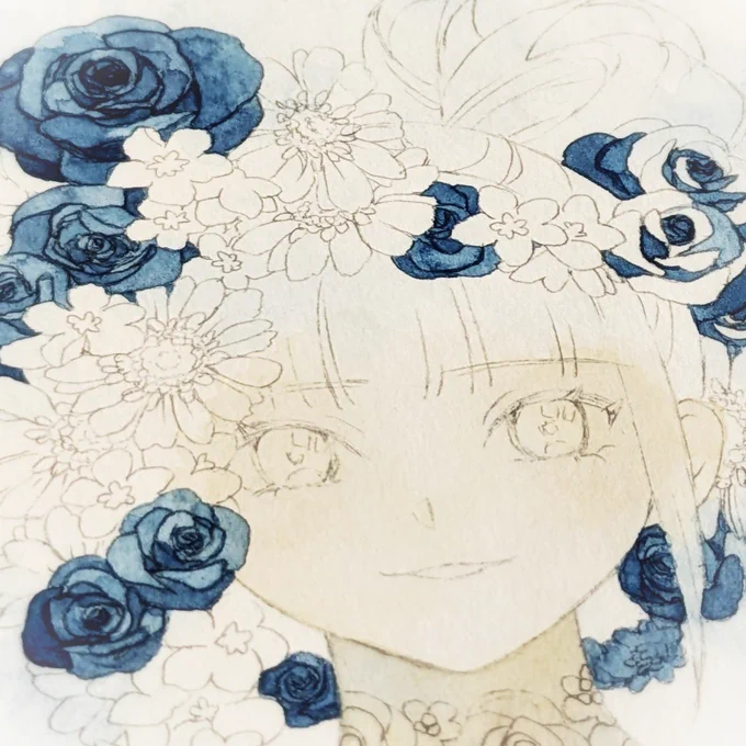 2枚目進行中。こちらは全体的に落ち着いた色合いにする予定です。 #wip