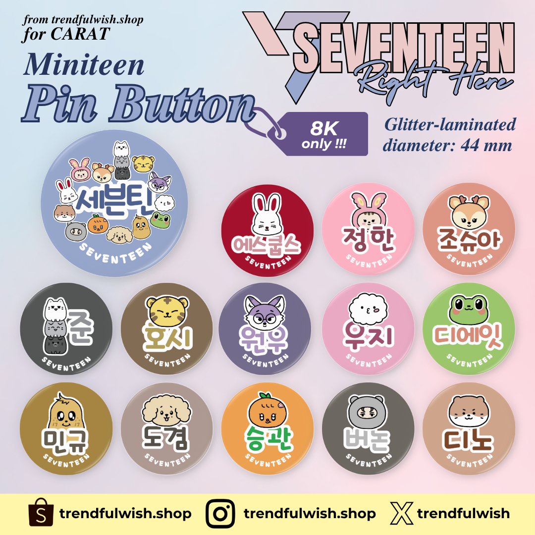 trendfulwish's tweet photo. Dear #CARAT💎
Kindly check out our #SEVENTEEN #MINITEEN themed #fanmerch!
Our cute pin button and photocard holder are ready to go to your collections😊

You can order via DM or our shopee!
https://t.co/GD313Itv9f

#fangoods #fanmade #SEVENTEENMerch #CARATMerch #KPOPMerch https://t.co/eLqZYLBHu1
