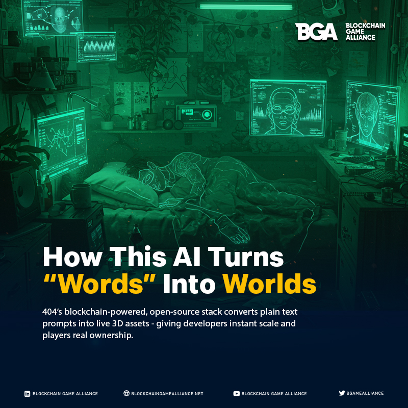 AI-native games are almost here. 🤖🎮

In our latest feature, <a href="/404gen_/">404</a> shows how open-source AI on <a href="/bittensor_/">Bittensor</a> plus blockchain rewards turn text prompts into 3D worlds, giving devs speed and players ownership.

Read more. 📰
blockchaingamealliance.net/404-interview/