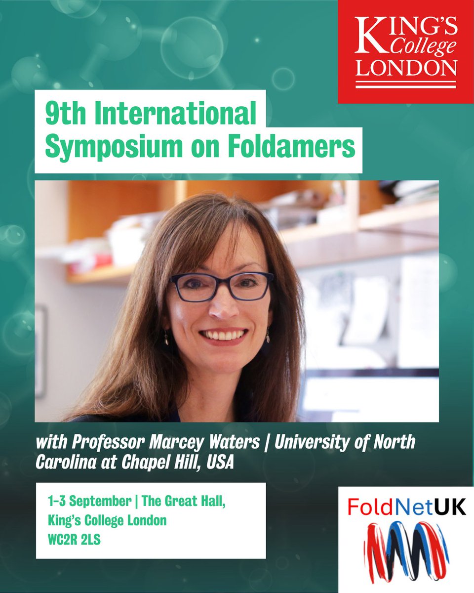 FoldNetUK's tweet image. 🧬 Speaking at Foldamers 2025: ​​​Professor Marcey Waters - University of North Carolina at Chapel Hill @UniversityofNo7, USA

📍Registrations close tomorrow: foldamers2025.com