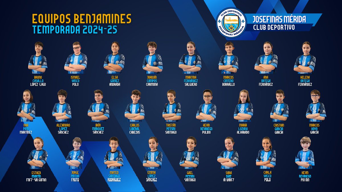 👤 Roster Equipos Benjamines
🤾‍♂️ Club Deportivo Josefinas Merida
🗓 Temporada 2024-25
💙 #FUERZAYHONOR 🤍