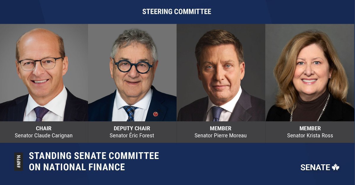 Senate of Canada (@senateca) on Twitter photo The chair of the Senate Committee on National Finance is <a href="/senatcarignan/">Claude Carignan</a>, the deputy chair is Senator Éric Forest, and the other members of steering are senators <a href="/pierremmoreau/">Pierre Moreau</a> and <a href="/SenKristaRoss/">Senator Krista Ross</a> : buff.ly/Um9Mhma
#SenCA #NFFN #CdnPoli #PolCan The chair of the Senate Committee on National Finance is <a href="/senatcarignan/">Claude Carignan</a>, the deputy chair is Senator Éric Forest, and the other members of steering are senators <a href="/pierremmoreau/">Pierre Moreau</a> and <a href="/SenKristaRoss/">Senator Krista Ross</a> : buff.ly/Um9Mhma
#SenCA #NFFN #CdnPoli #PolCan