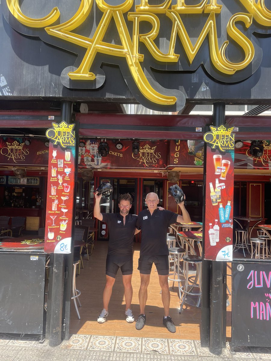We did it! 🚴‍♂️💥
From the Queen’s Head in Dawley to the Queen’s Arms in Benidorm — all on a pushbike, in just 6 days!

What a journey.….