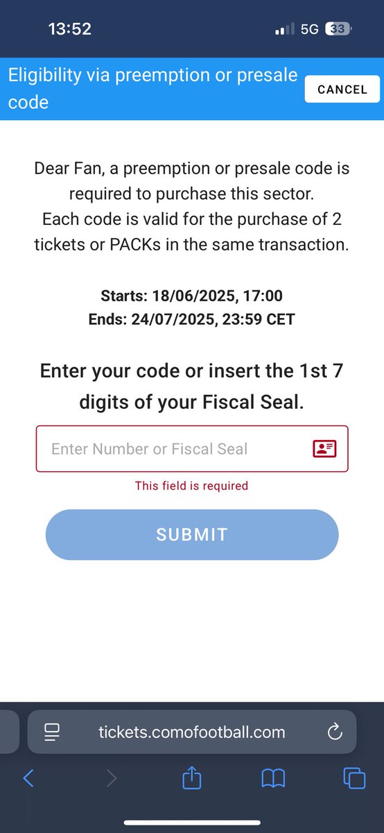 DomKennedy20's tweet photo. @CelticFCTickets @JaxonVeruska Hello, it’s asking for this…where do I get this? https://t.co/z1UvIX5RuP
