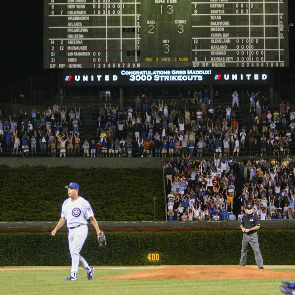 LILFBaseball's tweet image. Greg Maddux of the #Cubs became the 13th pitcher to record 3,000 career strikeouts #OTD in 2005 when he fanned Omar Vizquel. He finished his career with 3,371 K’s, 12th-most in major league history, and was elected to the #HallofFame in 2014.