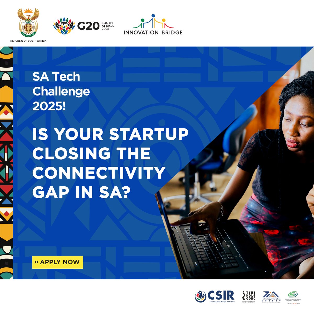 Bridging the digital divide?
Apply for the #SATechChallenge2025 under Innovations for Connectivity for a shot at R3M and global exposure.
Deadline: 30 June
satechchallenge.co.za