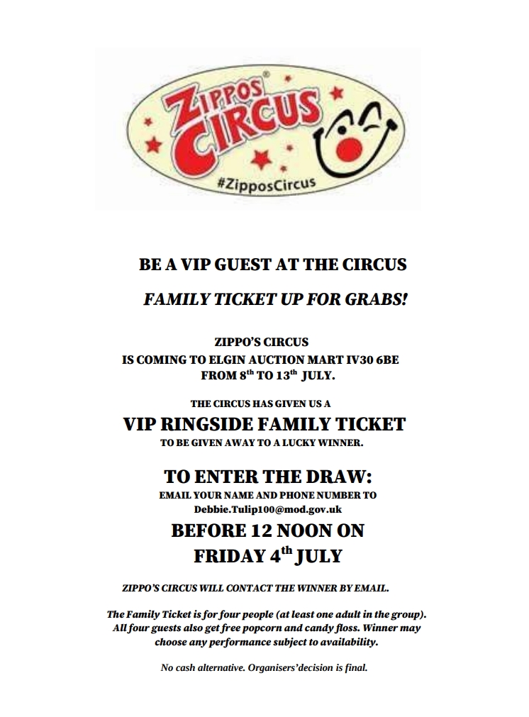 raflossiehive's tweet image. Family VIP Ticket up for grabs for Serving Personnel. email with details and your connection to RAF Lossiemouth or Kinloss Barracks
@zipposcircus