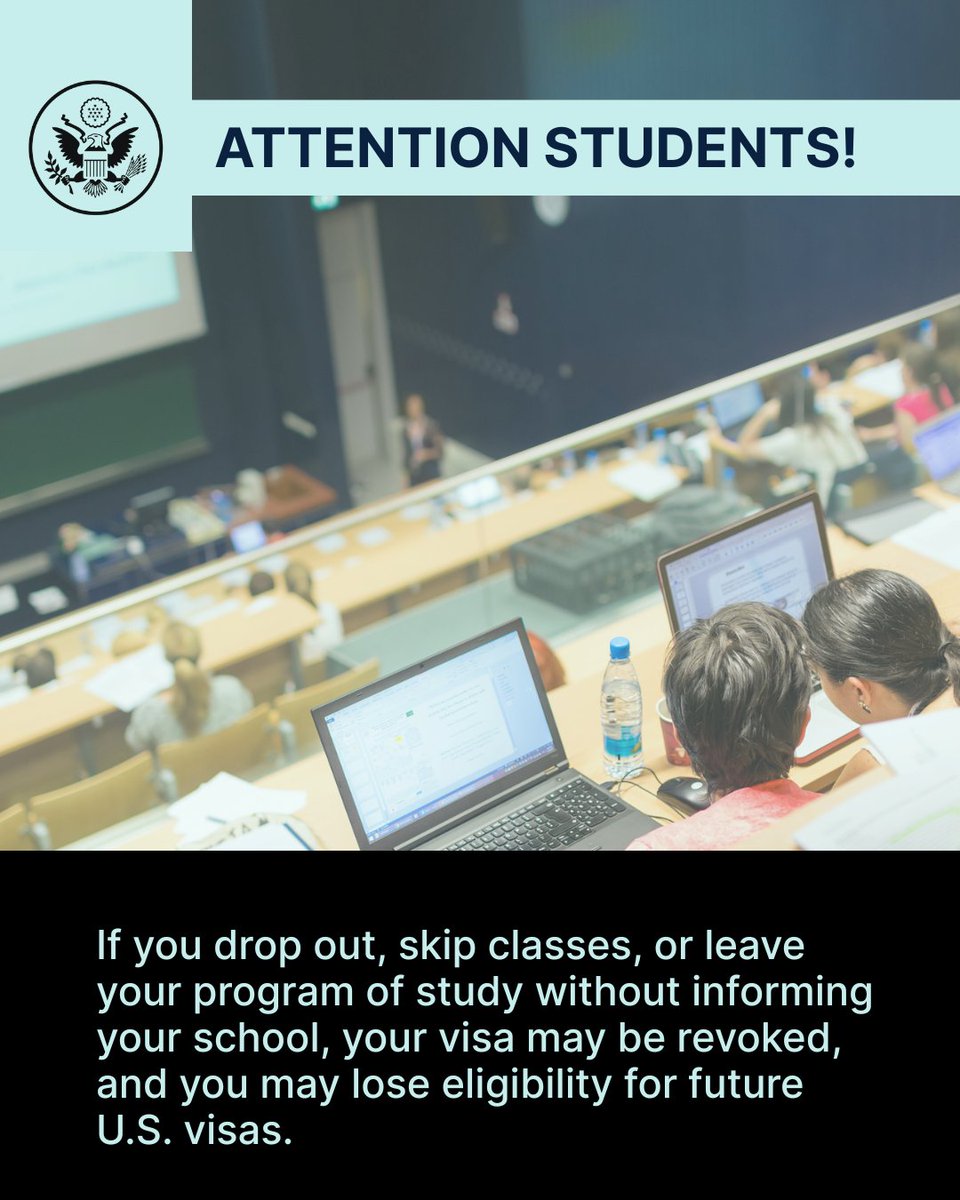 If you drop out, skip classes, or leave your program of study without informing your school, your student visa may be revoked, and you may lose eligibility for future U.S. visas. Always adhere to the terms of your visa and maintain your student status to avoid any issues.