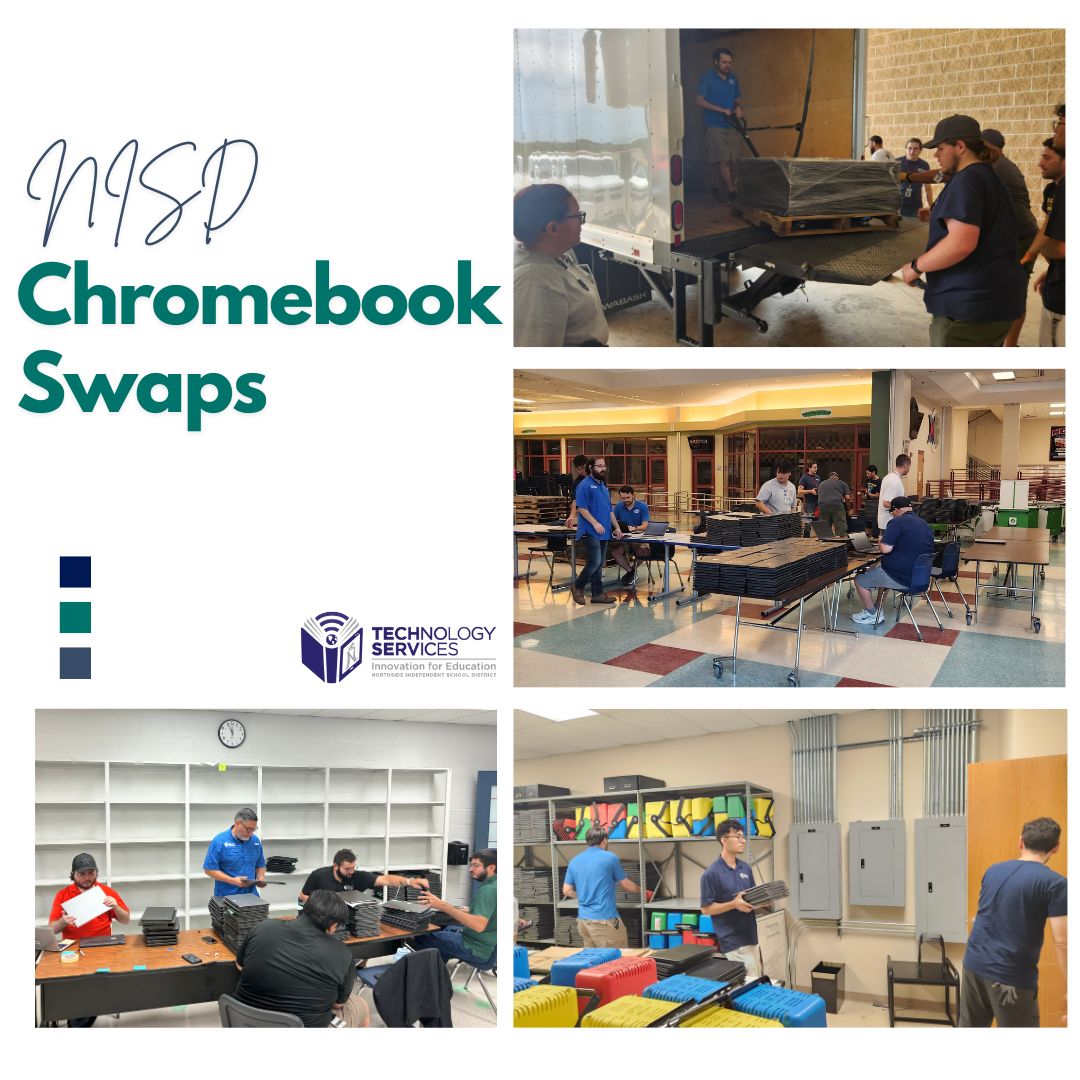 This summer, our #NISD Tech Teams lead by Jared and Colton are swapping out Chromebooks and chargers at two of our campuses and replacing them with more sturdy, reliable models. The intention is to reduce the breakage rate for the 25/26 school year at these campuses.