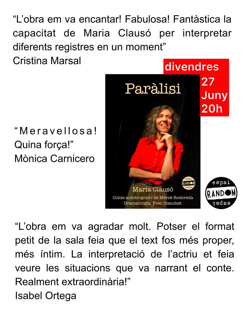 Gràcies, gràcies, gràcies, arriben més comentaris sobre 'Paràlisi' a l' <a href="/espairandom/">Daniel Arbonés</a> Que més podem demanar? Omplir! Va que són poques cadires i estareu fresquets! Molt agraïts