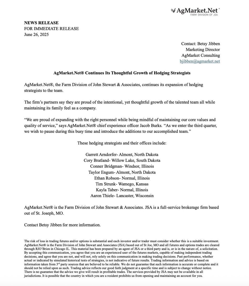 AgMarket.Net® (@agmarket_net) on Twitter photo 🗞️<a href="/AgMarket_Net/">AgMarket.Net®</a> Continues Its Thoughtful Growth of Hedging Strategists
📘Read here:
hubs.li/Q03tNR8W0 🗞️<a href="/AgMarket_Net/">AgMarket.Net®</a> Continues Its Thoughtful Growth of Hedging Strategists
📘Read here:
hubs.li/Q03tNR8W0