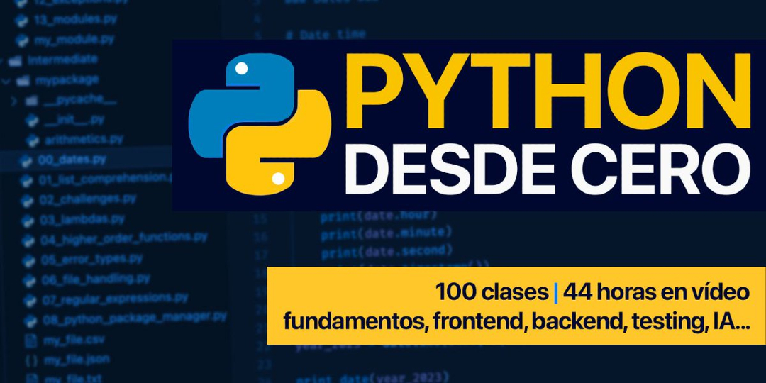 Este es mi curso para aprender Python desde cero.

📚 100 clases
▶️ 44 horas en vídeo
📝 Fundamentos, front, back, testing, IA...
💻 Todo el código
⭐️ +30K stars en GitHub
🆓 100% gratis

→ github.com/mouredev/Hello…