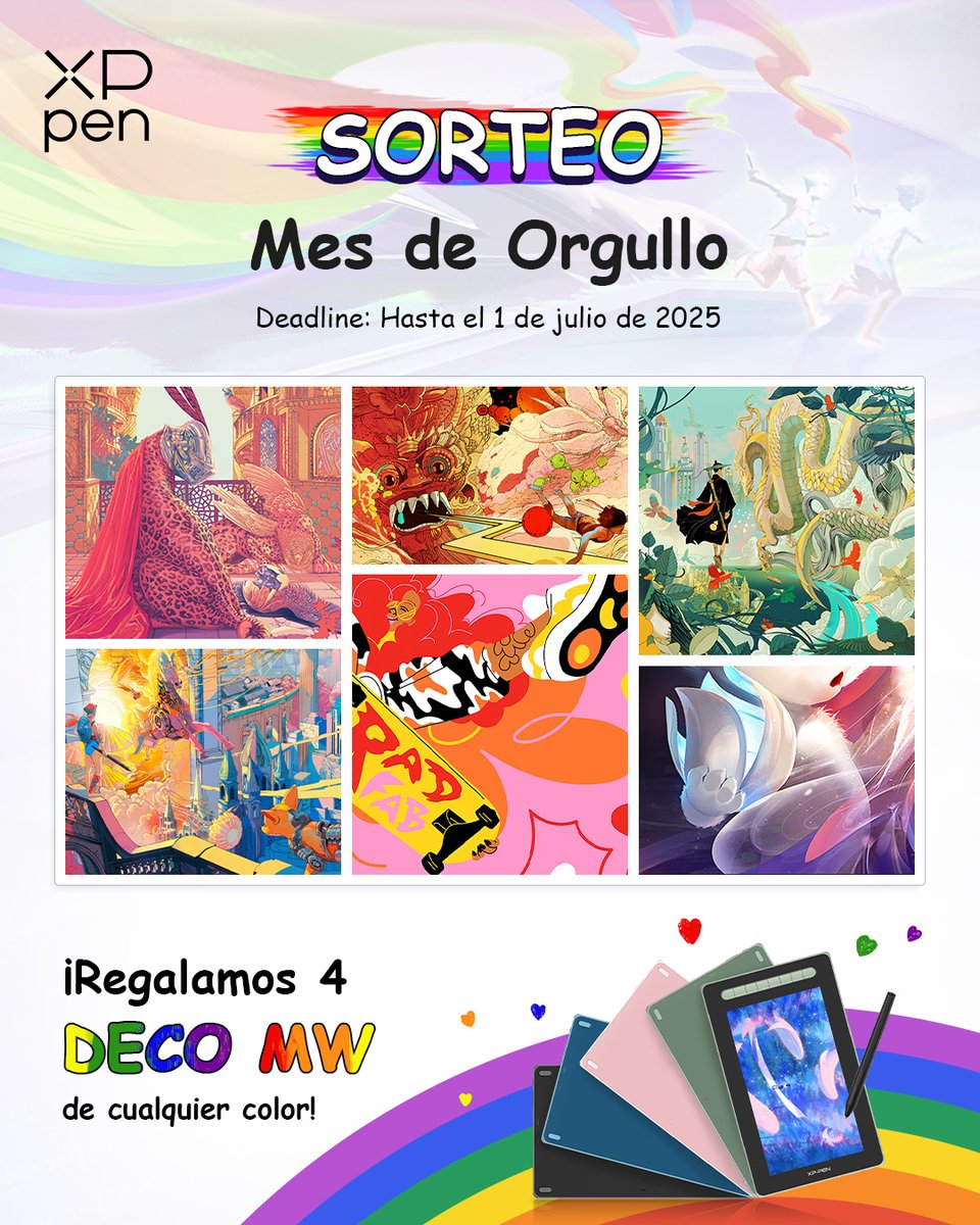 XPPen España (@xppen_spain) on Twitter photo #xppengiveaway
¿Quieres ganar una DECO MW? 🎁
Para Participar :
1⃣ Síguenos <a href="/XPPen_Spain/">XPPen España</a>
2⃣ RT
3⃣ Visita bit.ly/4dkQEIV
🔎 ¡Busca los modelos de tableta que corresponden con las 6 ilustraciones del post y déjalos en los comentarios!
#PrideMonth #xppen #Giveaway #xppengiveaway
¿Quieres ganar una DECO MW? 🎁
Para Participar :
1⃣ Síguenos <a href="/XPPen_Spain/">XPPen España</a>
2⃣ RT
3⃣ Visita bit.ly/4dkQEIV
🔎 ¡Busca los modelos de tableta que corresponden con las 6 ilustraciones del post y déjalos en los comentarios!
#PrideMonth #xppen #Giveaway