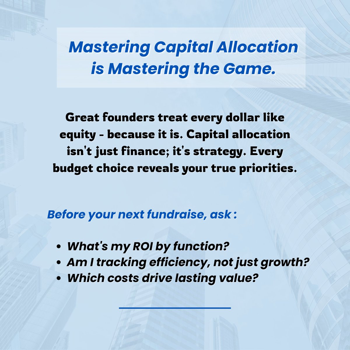 thisissehej's tweet photo. Most founders focus on growth, product, or branding - but overlook the one skill that compounds everything: capital allocation.

It’s not just money management.
It’s strategic thinking.

Master this, and your business lasts.

🔗 Read more : https://t.co/McpJ1Pzsaq https://t.co/uGmmLXX08V