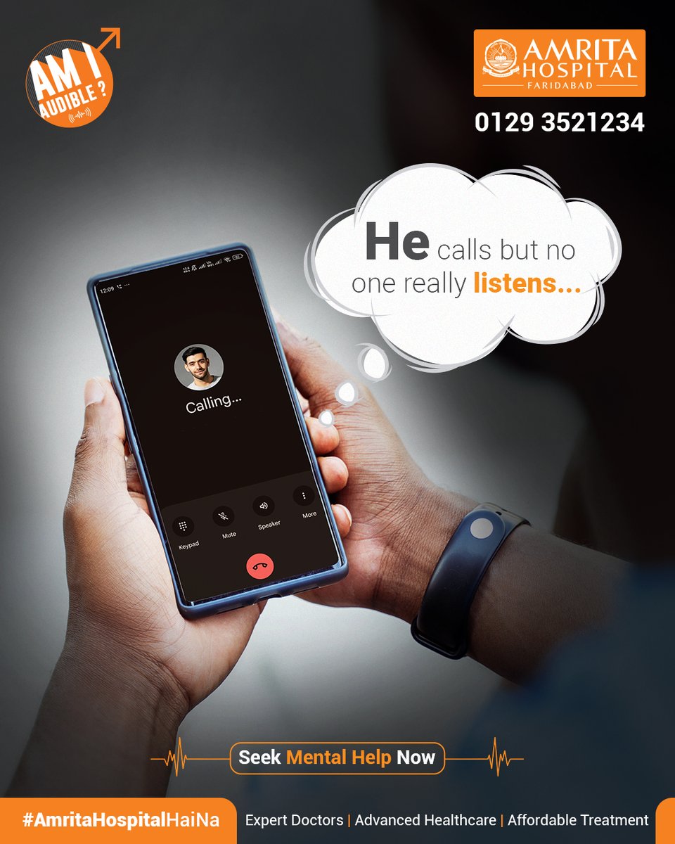 He reaches out, hoping someone will truly hear him. 
But every call, every message, every attempt to connect is met with silence, small talk, or distraction.

Seek Mental Help Now via amritahospitals.org/faridabad or call: 0129 3521234