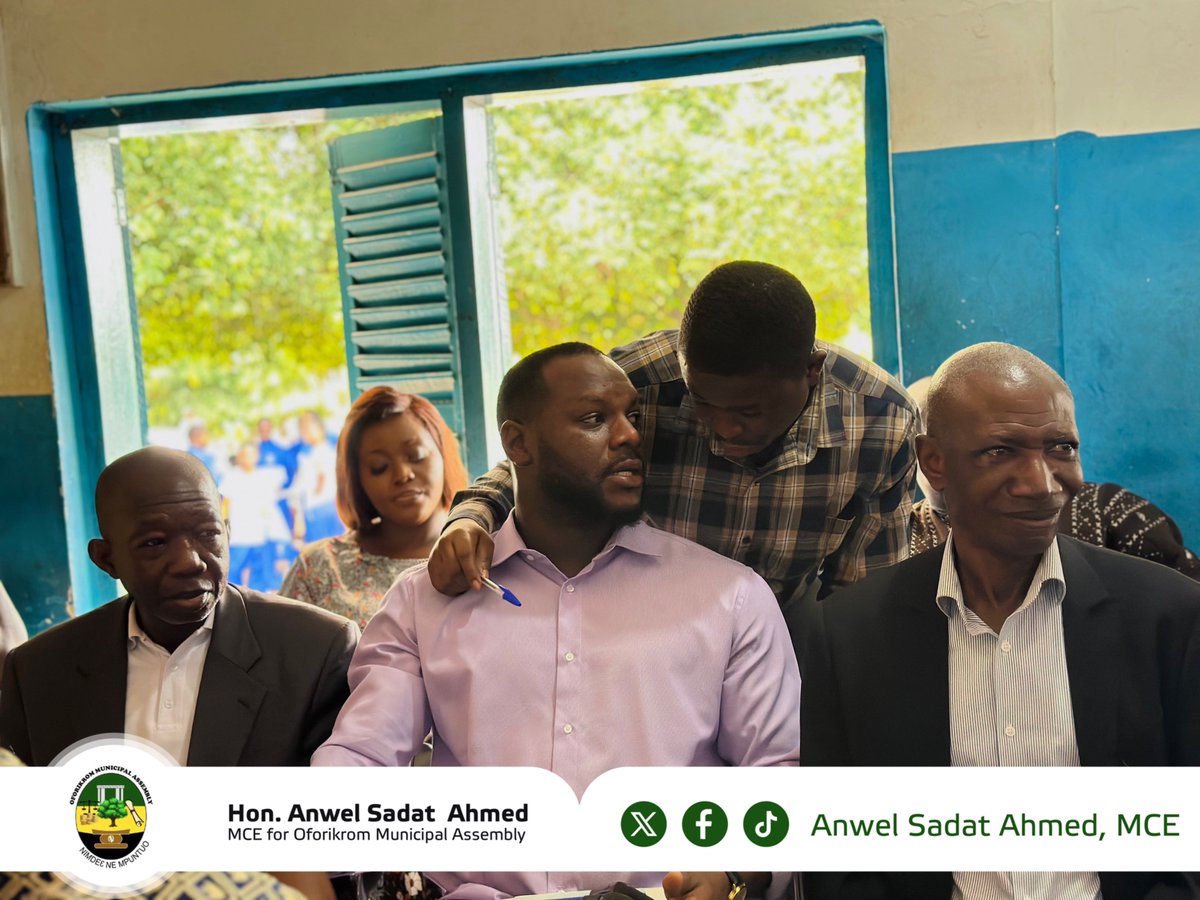 AnwelSadatAhmed's tweet photo. This morning, I had the honour of inaugurating the newly constituted Board of Mancell Senior High/Technical School in the Oforikrom Municipality.

Education remains one of the most powerful tools for community transformation, and the role of school boards in shaping the future of our youth cannot be overstated.

The new Board comprises individuals of integrity, vision, and dedication, and I am confident they will provide the leadership needed to elevate Mancell SHTS to greater heights. Their mandate is to support the school’s administration in delivering quality education, improving infrastructure, promoting discipline, and fostering a conducive environment for both teaching and learning.

As MCE for Oforikrom, I reaffirm my unwavering commitment to the development of our educational institutions. We will continue to work closely with all stakeholders to ensure that schools in our municipality are adequately resourced and positioned for excellence.

Congratulations to the new Board members. The task ahead is great, but with unity and purpose, success is certain. Let’s keep pushing for an Oforikrom where education is not just a privilege, but a powerful promise fulfilled.

#MCE4Oforikrom
#OforikromFirst
#StillTheJobDeyGrounds
#MancellSHTSBoardInauguration