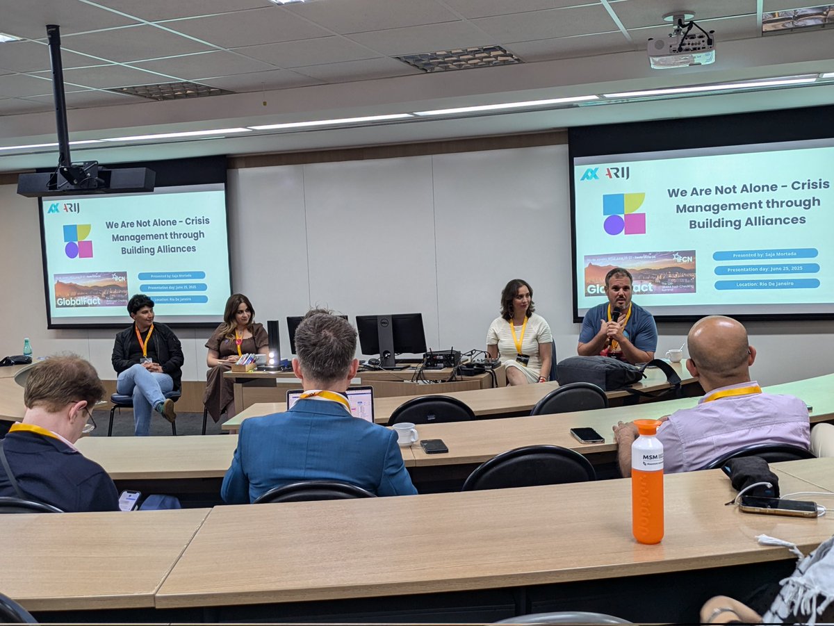 Rabeb Aloui (@rabebalouii) on Twitter photo Happy to be part of #GlobalFact12 <a href="/factchecknet/">International Fact-Checking Network</a> in Brasil, standing with fact-checkers from around the world to defend truth in the face of rising disinformation.
In our panel i shared our work tackling disinformation targeting migrants and misleading narratives during elections Happy to be part of #GlobalFact12 <a href="/factchecknet/">International Fact-Checking Network</a> in Brasil, standing with fact-checkers from around the world to defend truth in the face of rising disinformation.
In our panel i shared our work tackling disinformation targeting migrants and misleading narratives during elections