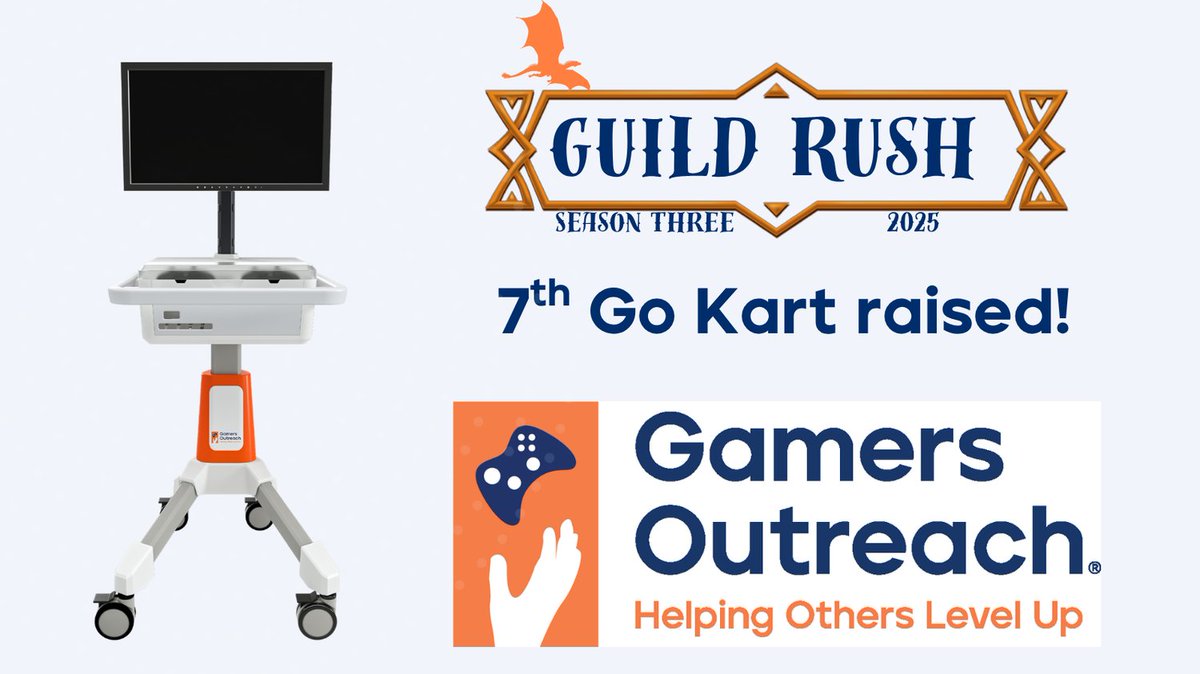 The last few days, the community has shown their support for <a href="/GamersOutreach/">Gamers Outreach</a> and Guild Rush has surpassed the two stretch goals announced at Wither Day! Thanks to the community support, we have now funded 7 GO Karts! Donate, shop, and watch: linktr.ee/dragonfelleven…
