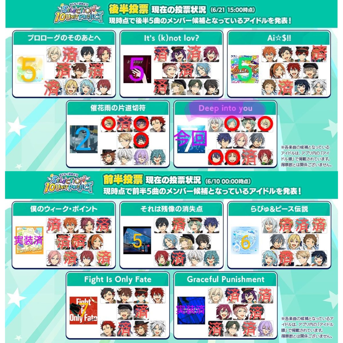 あんスタのSELECT 10 SHUFFLE ユニット 10周年シャッフルを簡単に