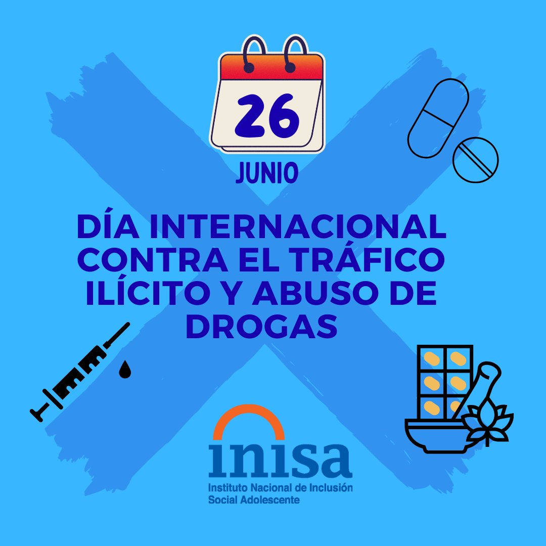 Hoy, 26 de junio, en el Día Internacional contra el Tráfico Ilícito y Abuso de Drogas, en Inisa reafirmamos nuestro compromiso con la prevención y el acompañamiento a las y los adolescentes hacia una vida libre de consumo problemático.