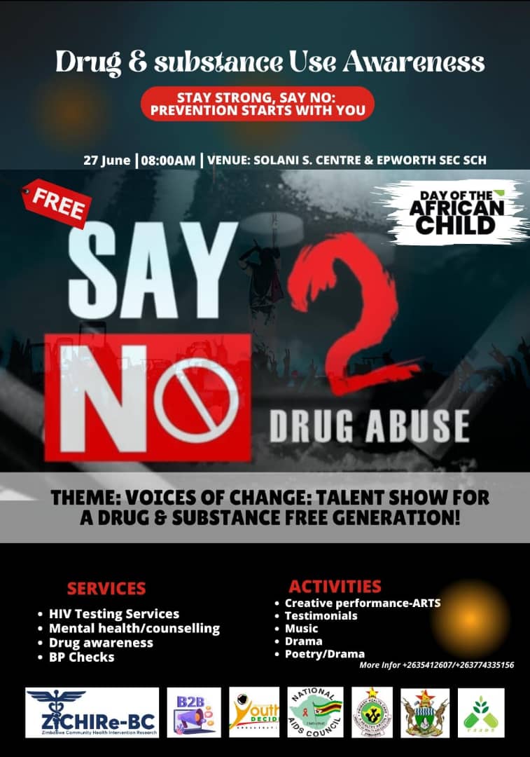 Join us tomorrow in Epworth for the "Voices of Change" Talent Show! 🎤✨
Let's stand together for a drug and substance-free generation. Enjoy music, drama, poetry, free health services, and more as we empower our community to SAY NO to drug abuse!