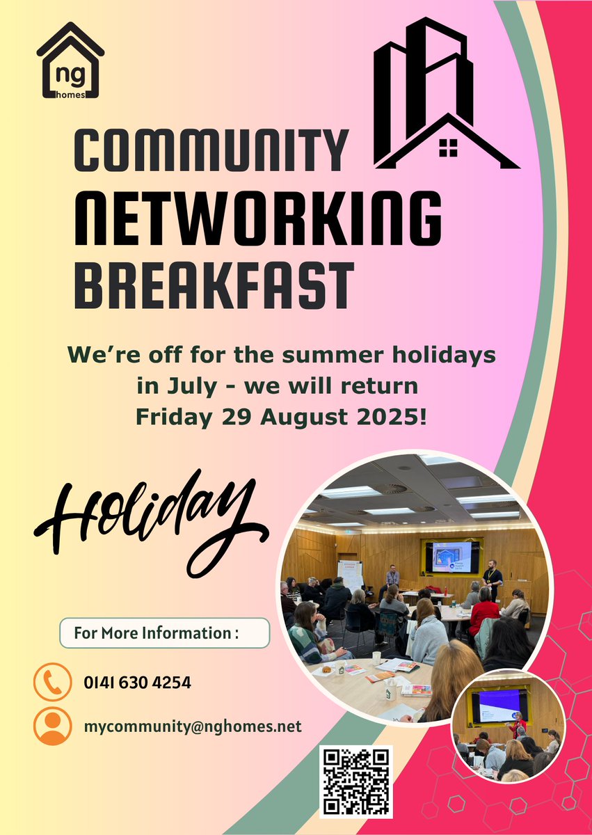 Planning summer activities across North Glasgow?

Join other community organisations and ng homes this morning for our June Community Network Breakfast from 10am -12noon at Saracen House (139 Saracen St, G22 5AZ)!

Please note: no Breakfast in July, we'll be back in August!