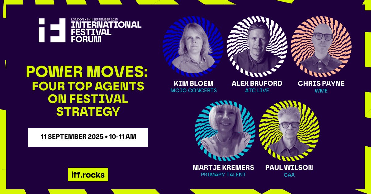 International Festival Forum (IFF) (@iff_rocks) on Twitter photo IFF 11's first full panel has arrived 🎵
The opening session of Thursday’s IFF conference agenda is set to kick off the day in blockbuster style, with four top agents setting out the festival strategies employed by some of the world’s biggest artists.
iff.rocks IFF 11's first full panel has arrived 🎵
The opening session of Thursday’s IFF conference agenda is set to kick off the day in blockbuster style, with four top agents setting out the festival strategies employed by some of the world’s biggest artists.
iff.rocks
