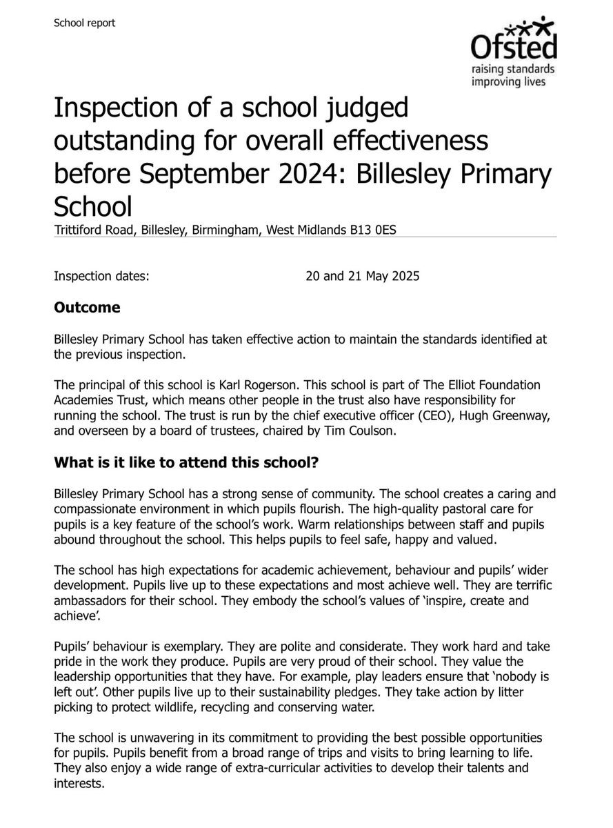 Billesley Primary (@bprimary) on Twitter photo Thank you to our staff, children, and community <a href="/ElliotSchools/">Elliot Foundation</a> <a href="/BillesleySchool/">Billesley Research School</a> for their hard work and commitment in maintaining our Ofsted status. Read the report here: files.ofsted.gov.uk/v1/file/502803… Thank you to our staff, children, and community <a href="/ElliotSchools/">Elliot Foundation</a> <a href="/BillesleySchool/">Billesley Research School</a> for their hard work and commitment in maintaining our Ofsted status. Read the report here: files.ofsted.gov.uk/v1/file/502803…