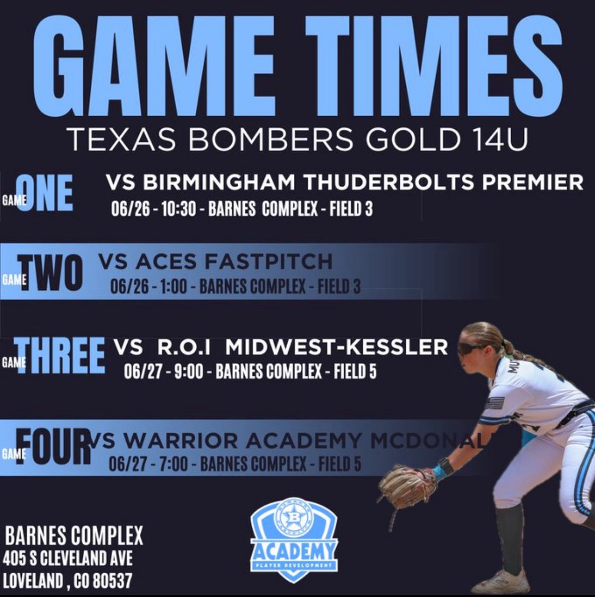 Ava Capek (@ava_capek2028) on Twitter photo Come check us out at 14U Patriot games in Loveland!!!
<a href="/BombersTexas/">Texas Bombers Gold 14u Malpass</a> <a href="/KristiMalpass/">Kristi Malpass</a> <a href="/vasquezmarky/">Mark V</a> Come check us out at 14U Patriot games in Loveland!!!
<a href="/BombersTexas/">Texas Bombers Gold 14u Malpass</a> <a href="/KristiMalpass/">Kristi Malpass</a> <a href="/vasquezmarky/">Mark V</a>