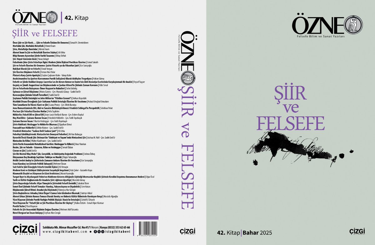 Değerli hocalarım Ali Utku ve Mustafa Günay ile editörlüğünü yaptığımız Özne dergisinin "Şiir ve Felsefe" sayısı çıktı. Nitelik ve nicelik açıdan oldukça tatminkar olan bu sayı ülkemizde mevcut alanda çalışanlara ciddi bir katkı sunacaktır.