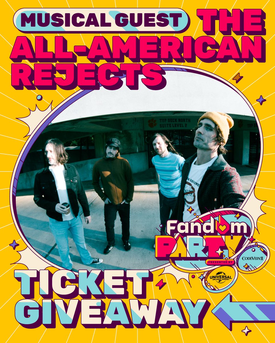 Fandom (@getfandom) on Twitter photo Shhhh 🤫 We have a Dirty Little Secret...
We're throwing an epic #FandomParty in San Diego on July 24th, headlined by <a href="/therejects/">THE ALL-AMERICAN REJECTS</a> and want you to Swing, Swing on by! Enter for the chance to win 2x tickets: fandom.link/party25
Sponsored by <a href="/UniversalORL/">Universal Orlando Resort</a> & <a href="/CodeVeinGame/">CODE VEIN II</a> Shhhh 🤫 We have a Dirty Little Secret...
We're throwing an epic #FandomParty in San Diego on July 24th, headlined by <a href="/therejects/">THE ALL-AMERICAN REJECTS</a> and want you to Swing, Swing on by! Enter for the chance to win 2x tickets: fandom.link/party25
Sponsored by <a href="/UniversalORL/">Universal Orlando Resort</a> & <a href="/CodeVeinGame/">CODE VEIN II</a>