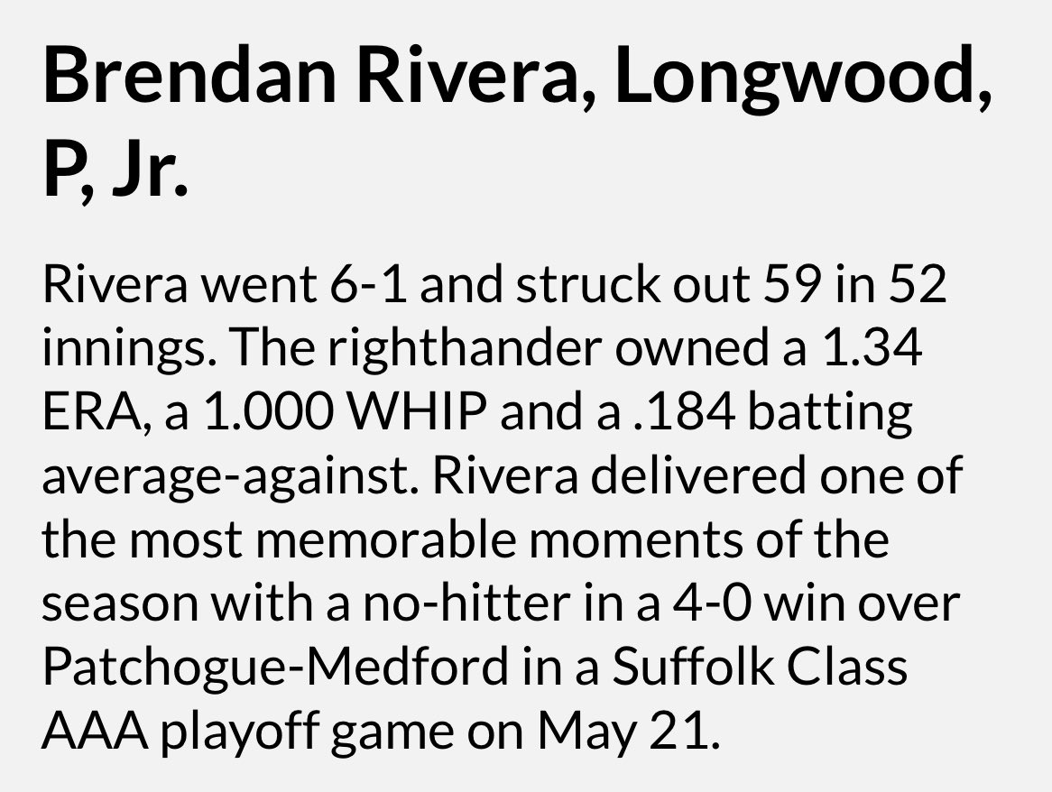 BrendanRivera (@brendanrivera34) on Twitter photo Blessed to be selected for the Newsday All Long Island First Team
<a href="/Newsday/">Newsday</a> <a href="/axcessbaseball/">Axcess Baseball LI</a> <a href="/Coach_Strov/">Brennan Strovink</a> <a href="/CoachStrovink/">Kyle Strovink</a> <a href="/strovhouse/">Strovhouse</a> <a href="/BlueLineRangers/">PAL Blue Line Rangers</a> <a href="/Tyler_Badamo_16/">Tyler Badamo</a> Blessed to be selected for the Newsday All Long Island First Team
<a href="/Newsday/">Newsday</a> <a href="/axcessbaseball/">Axcess Baseball LI</a> <a href="/Coach_Strov/">Brennan Strovink</a> <a href="/CoachStrovink/">Kyle Strovink</a> <a href="/strovhouse/">Strovhouse</a> <a href="/BlueLineRangers/">PAL Blue Line Rangers</a> <a href="/Tyler_Badamo_16/">Tyler Badamo</a>