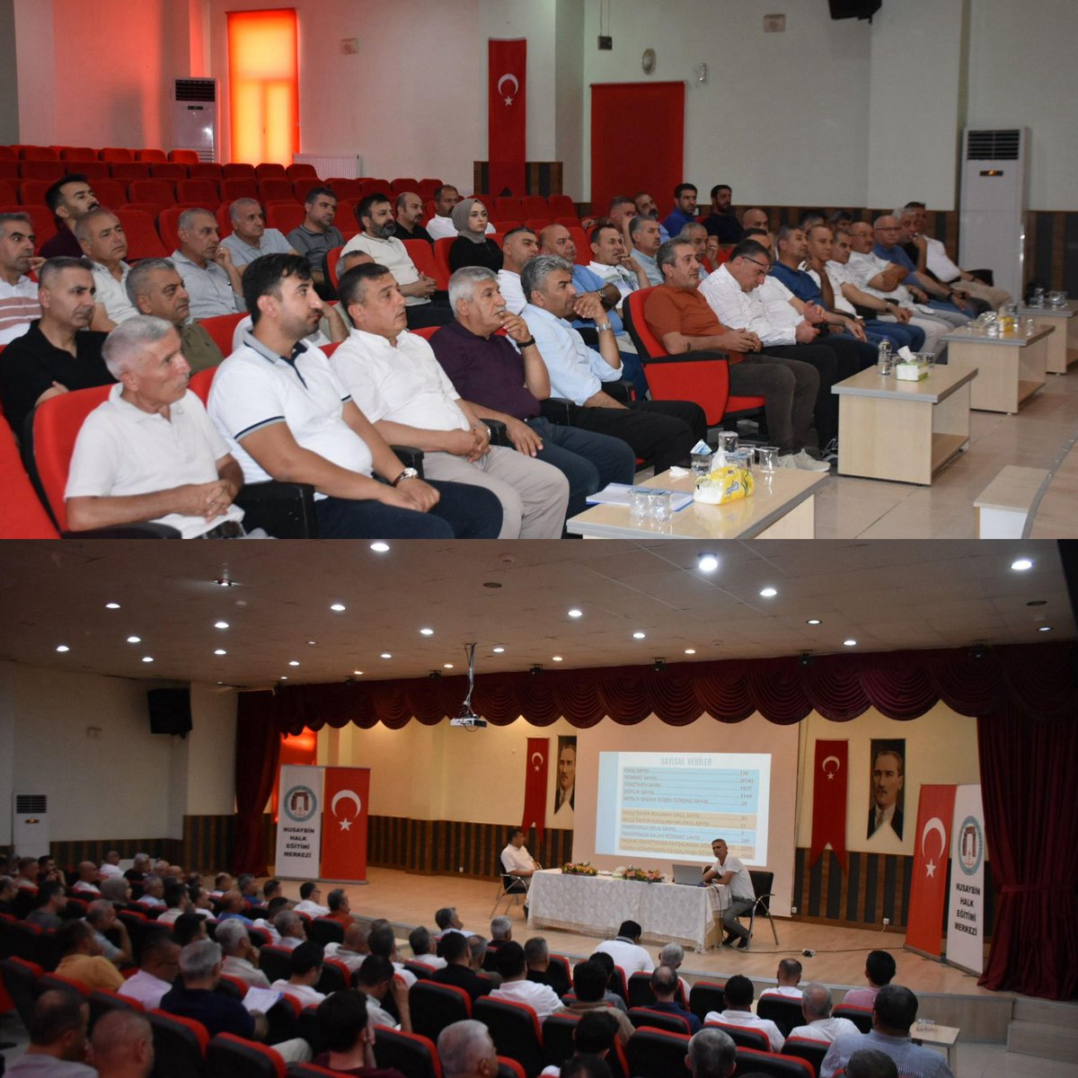 nusaybin_mem's tweet photo. 📍Nusaybin Halk Eğitimi Merkezi Müdürlüğü Konferans Salonu

İlçe Milli Eğitim Müdürümüz Sayın Ümit ÇETİN başkanlığında, tüm okul müdürlerimizin katılımıyla 2024-2025 Eğitim-Öğretim Yılı yıl sonu değerlendirme toplantısı gerçekleştirildi.

 📚Toplantıda, 2024-2025 eğitim-öğretim yılının genel değerlendirmesi yapılarak 2025-2026 eğitim-öğretim yılı için planlanan çalışmalar ele alındı.

🤝 Verimli geçen toplantı, yeni eğitim-öğretim yılına yönelik planlamalara önemli katkılar sağladı.

 🤝Katılım gösteren tüm yöneticilerimize teşekkür ederiz.

@tcmeb 
@Yusuf__Tekin 
@Mardin_Valiligi 
@tuncay_akkoyun 
@mardinilmem 
@ali_eyyupkoca 
@Nsy_Kaymakamlik 
@umitcetin47100