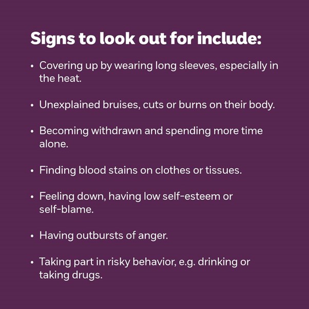 NSPCC Jersey (@jerseynspcc) on Twitter photo Spotting the signs of self-harm in children and teenagers can be difficult. As parent and carers it's important to trust your instincts if you feel something is wrong 📷
For support and advice see: bit.ly/3Uzrga3
#nspccjersey #nspcc Spotting the signs of self-harm in children and teenagers can be difficult. As parent and carers it's important to trust your instincts if you feel something is wrong 📷
For support and advice see: bit.ly/3Uzrga3
#nspccjersey #nspcc