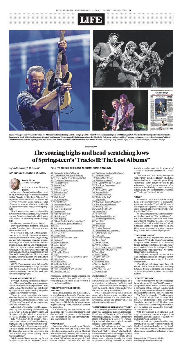 BobbyOlivier's tweet image. Love this full-pager - my review of @springsteen 'Tracks II' - in today's @starledger check it out! (@njdotcom version in previous tweet)