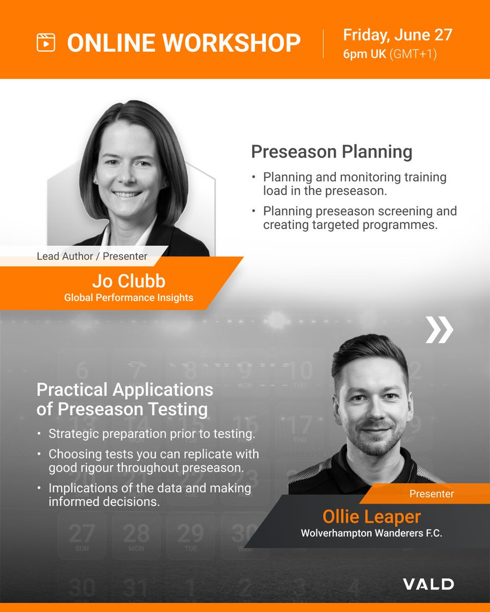 VALDPerformance's tweet image. 🚨 Our Practitioner’s Guide to Preseason Online Workshop is almost here.

While Hugh Fullagar sadly will not be able to join us and sends his apologies, we still have a stellar lineup of presenters ready to share their insights.

🔗 vald-performance.visitlink.me/I6Nx7S