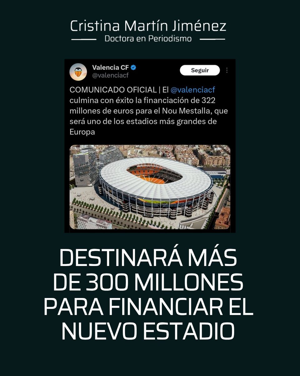 🧵 ¿El Nou Mestalla? ¿O el monumento a la rendición?

📸 1/ El Valencia CF anuncia a bombo y platillo la financiación de 322 millones de euros para terminar el nuevo estadio.
🎉 ¿Motivo de celebración? No tan rápido...

📸 2/ Detrás de este acuerdo millonario hay fondos de