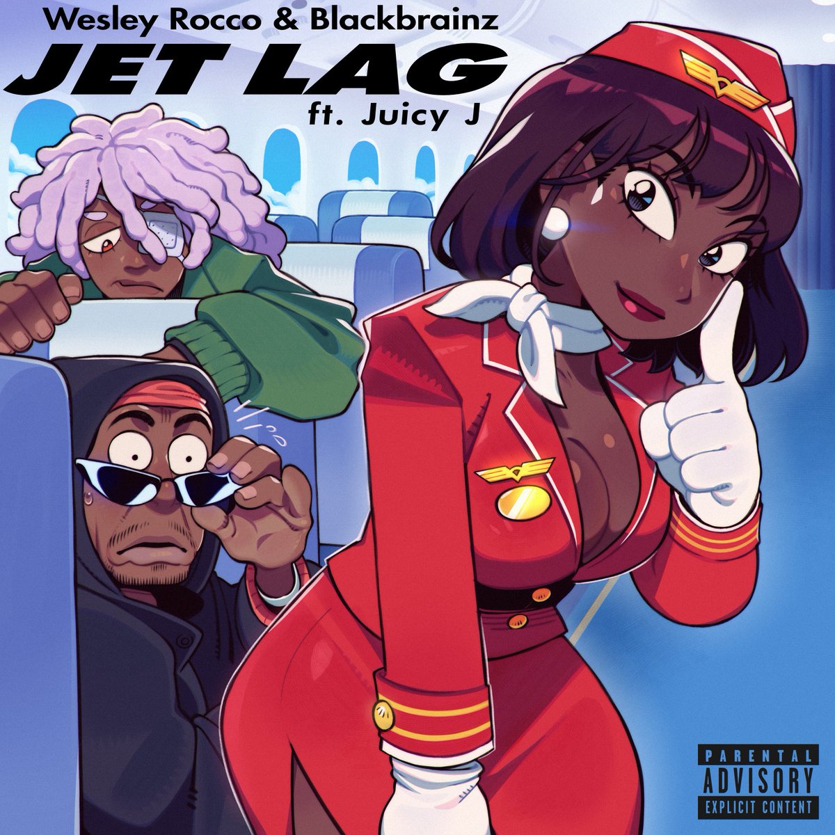 I am very proud to make this announcement:
Our upcoming album lead single Jet Lag ft. Juicy J will be dropping in July. Cover art by the amazing <a href="/speedoru/">🤠</a> 
Thank you to <a href="/TheWesleyRocco/">Wesley Rocco</a> for making this happen. This is the culmination of hard work and dedication. Slugs Never Die.